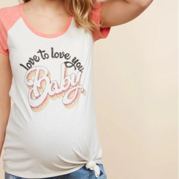 Jessica Simpson Raglan Maternity Love to Love You T-Shirt Size Large - Picture 1 of 7